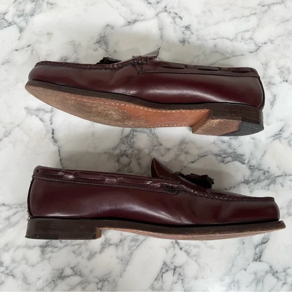 GH Bass Weejuns Classic Brown/Burgandy Leather Tassel Loafers Mens 10 D
